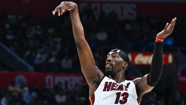 Bam Adebayo taking a shot.